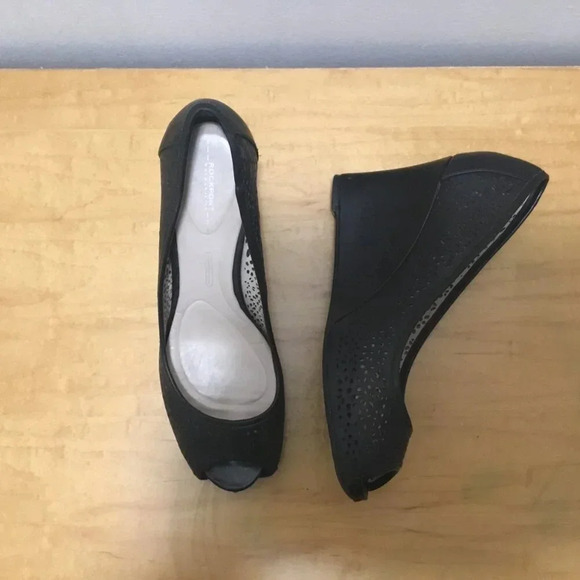 Rockport, open toe pump, leather shoe, Womans size 8.5 US black - Picture 14 of 14